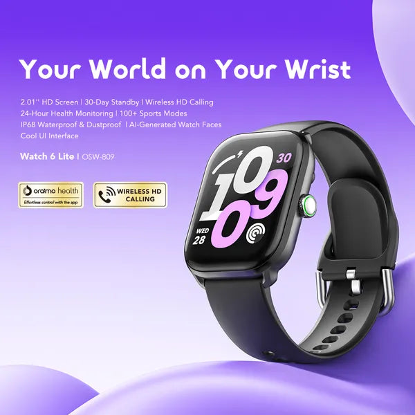 oraimo Watch 6 Lite 2.01'' Smart Watch With Cool UI Interface