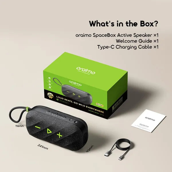 oraimo SpaceBox Active 25W Portable Speaker with FM Radio & Custom EQ