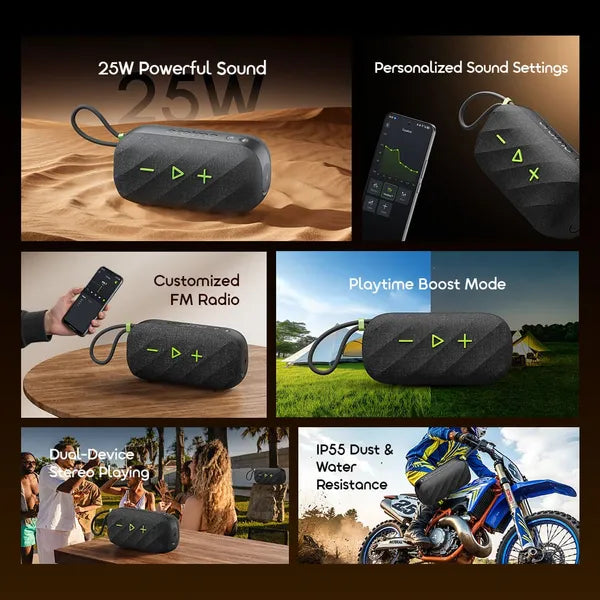 oraimo SpaceBox Active 25W Portable Speaker with FM Radio & Custom EQ